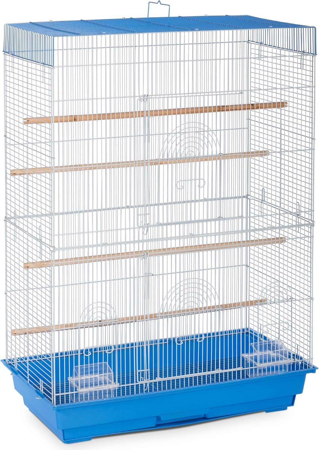 Prevue Pet Products Tall Flight Bird Cage – Blue & White | Stand Alone Large Metal Birdcage for Parakeets, Cockatiels, Conures, Lovebirds, Finches, and Canaries
