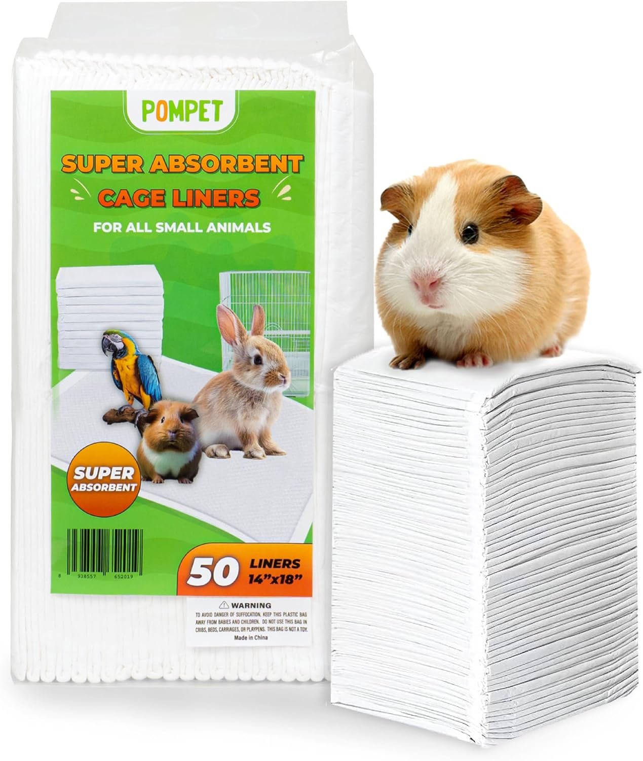 14″” X 18″” Disposable Guinea Pig Cage Liners 50 PCS, Rabbit, Hedgehog, Hamster, Chinchilla, Cat, Reptile and Other Small Animals