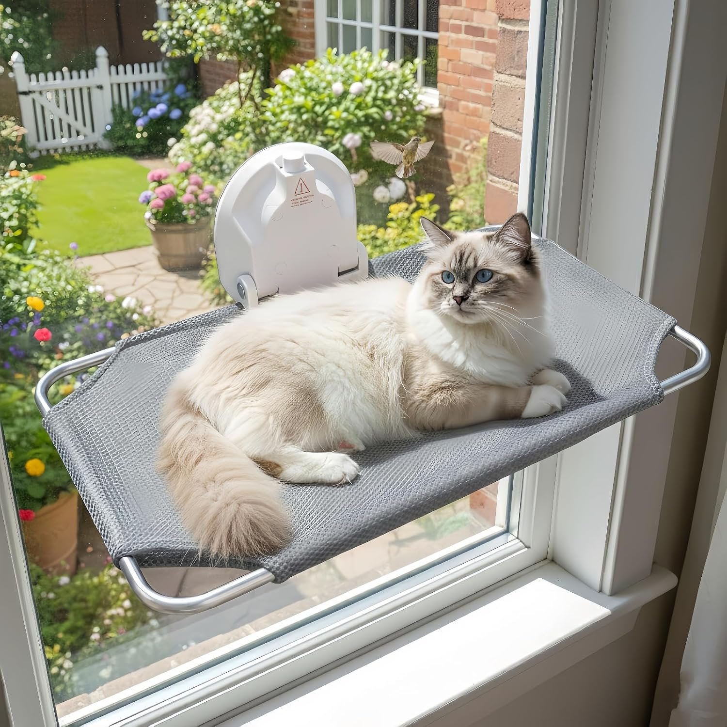 Cat Window Perch for Small Window,Cordless Cat Window Hammock,Cats Seat for Windowsill,Foldable Cat’s Windows Bed for Large Cats with Suction Visualization Pwerful Suction Cups