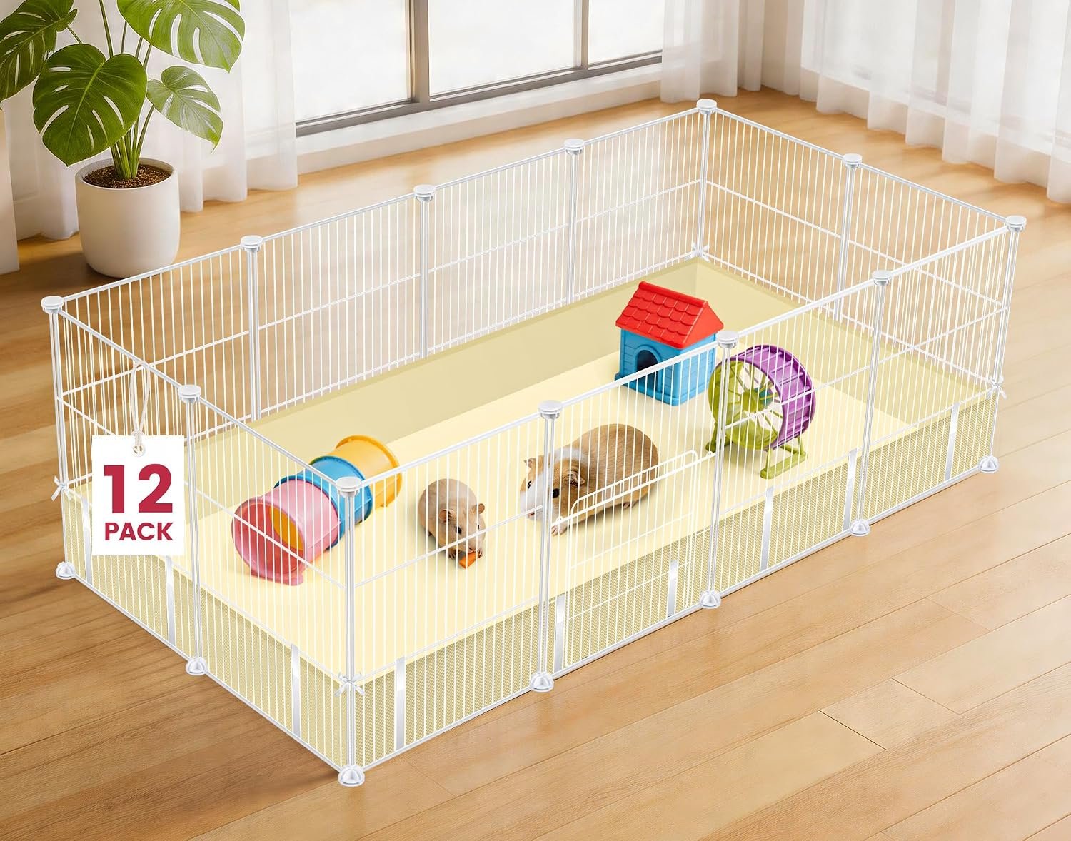 VISCOO 12 Panels Guinea Pig Cages, 48″ x 24″ x 16″ DIY Small Animal Playpen | with Waterproof Mat,C&C Cage for Guinea Pigs, Bunny, Hamsters, Indoor Portable Metal Wire Yard Fence Rabbit Cage