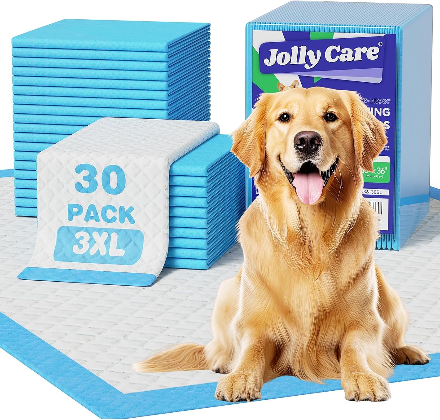 30 Count-36″ x 36″ XXXL Pee Pads for Dogs, Extra Large Puppy Pads, Super Absorbent Disposable Dog Training Pads, Quick Drying, Leak-Proof, Ultra Thick Potty Pads for Dogs, Puppies, Doggie, Cats