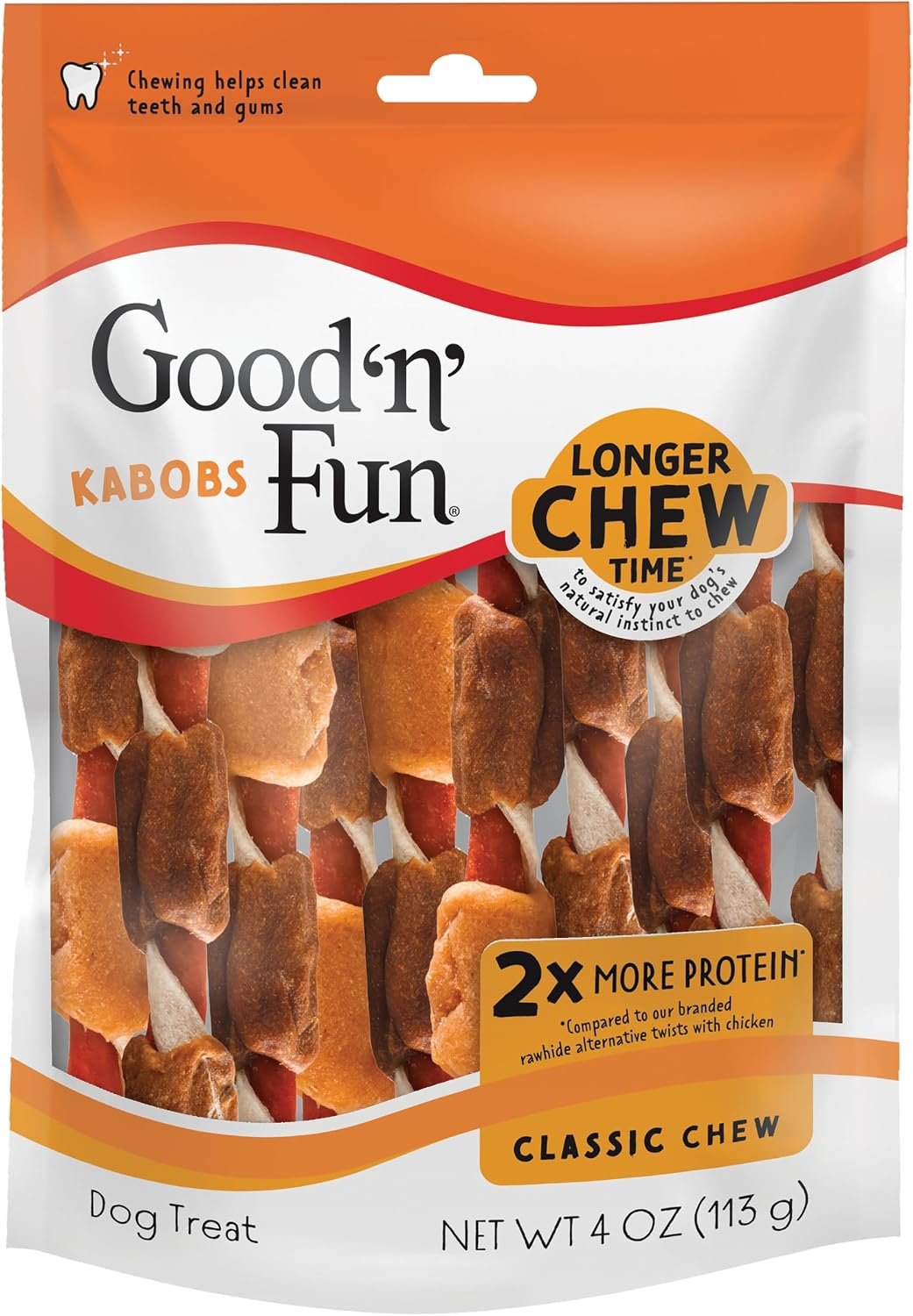 Good ‘n’ Fun Kabobs Long-Lasting Dog Treat, With Real Proteins, Beef Hide and Premium Chicken, Supports Dental Health, Mental Stimulation, 4 oz