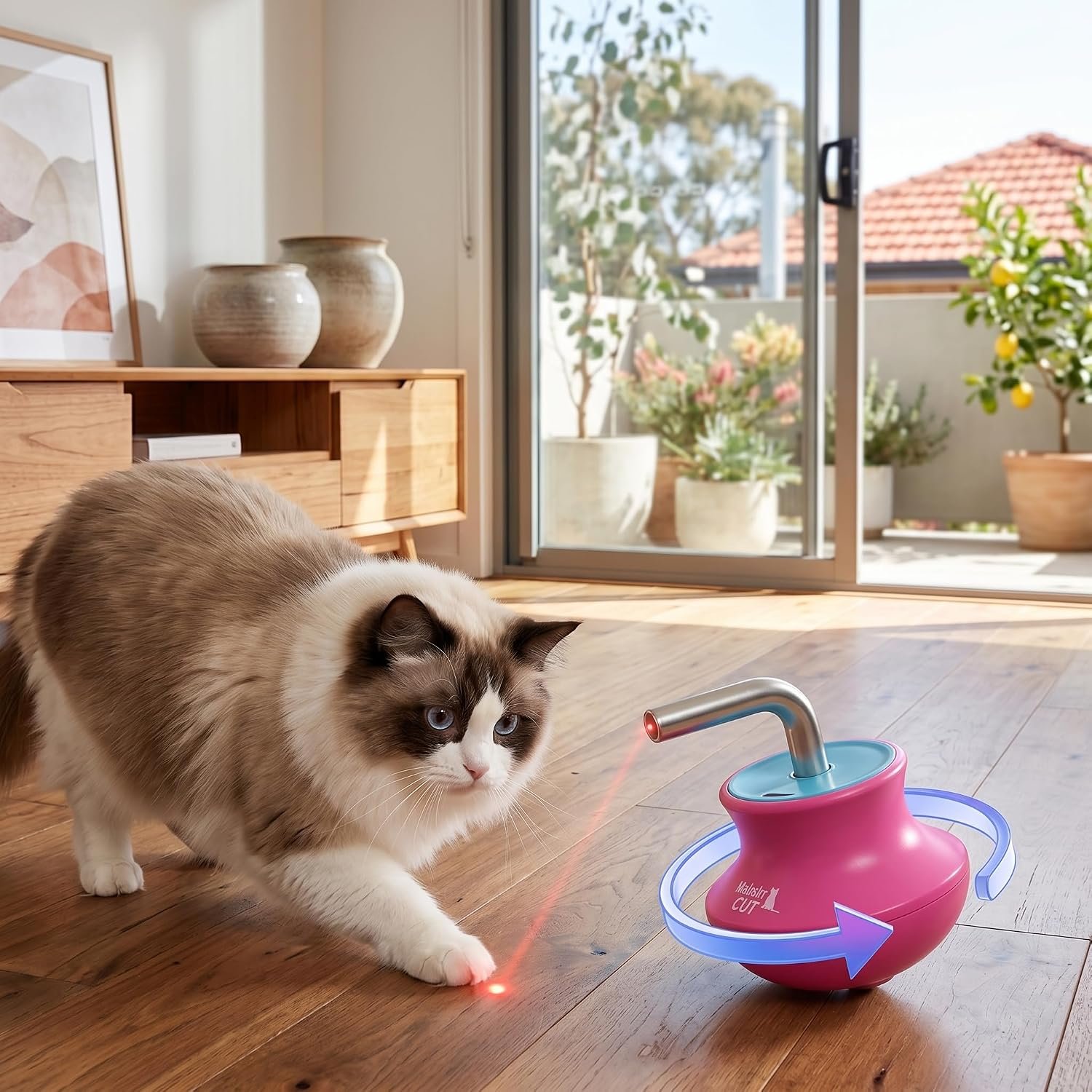 Electric Tumbler Laser Cat Toy, Self-Entertainment Boredom Buster, 360° Random Rotating Laser, Tumbler Design Anti-Tip, Type-C Rechargeable, Energy Burning Toy for Indoor Cats