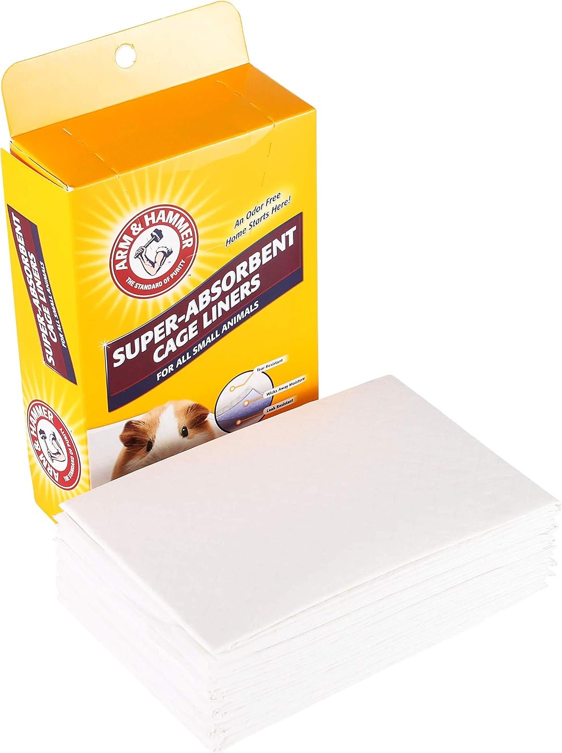 Arm & Hammer Super Absorbent Cage Liners for Guinea Pigs, Hamsters, Rabbits & Small Animals, Odor Control Cage Tray Liners for Wire or Mesh Grate Cages, Trim to Fit, 7 Count