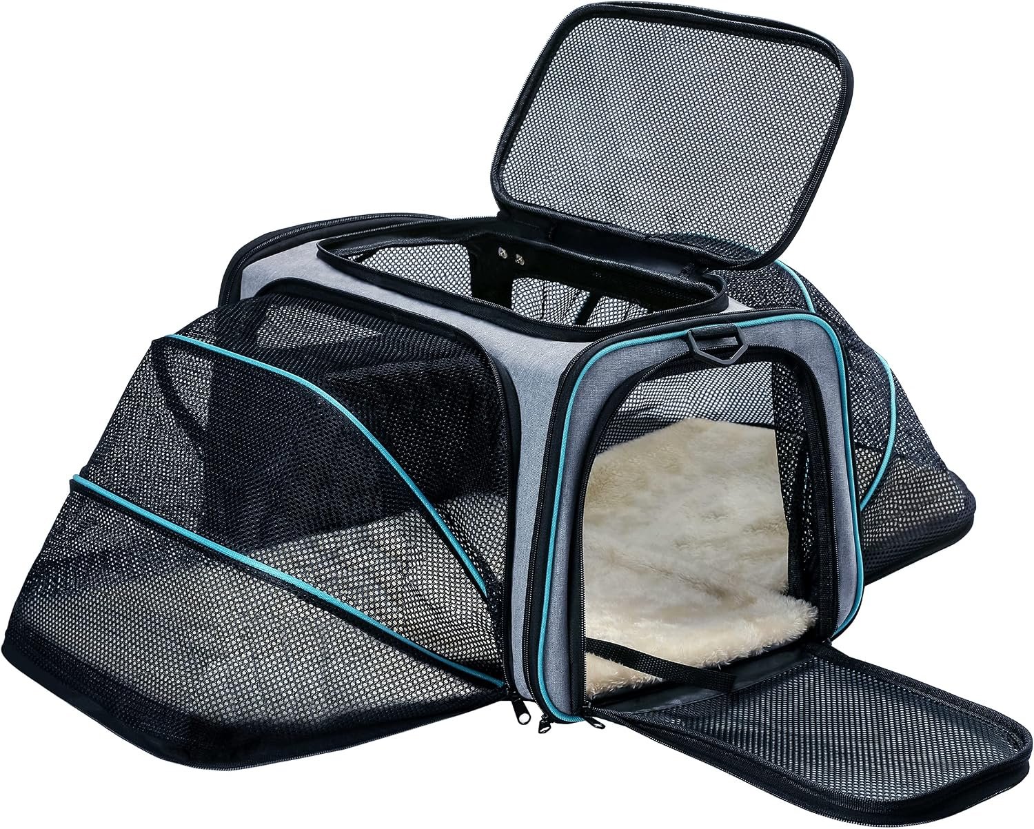 Cat Dog Carrier – Airline Approved Expandable Soft-Sided Pet Carrier with Removable Fleece Pad and Pockets, for Cats/Puppy and Small Animals Large(2 side expandable) | 2 Side Expandable, Removable Fleece Pad, Pockets, For Cats/Puppy Small Animals