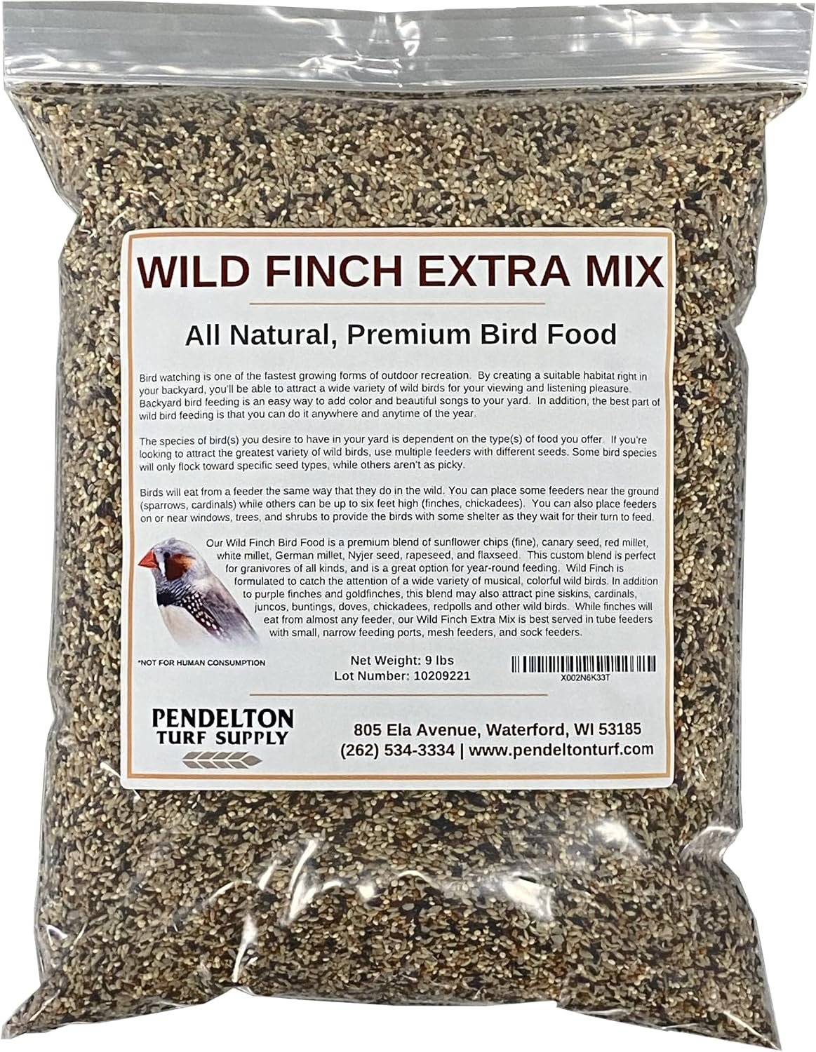 Wild Finch Mix Extra | All-Natural, Premium Bird Seed (9 lbs Resealable Bag)