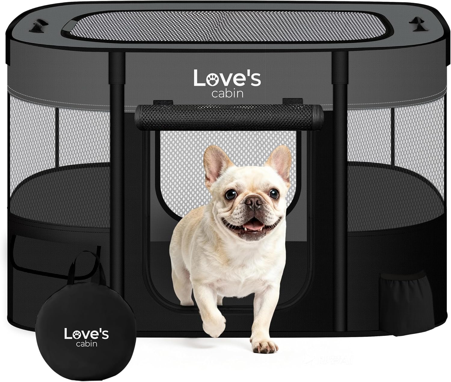Love’s cabin Pet Puppy Dog Playpen, Small Dog Tent Crates Cage Indoor/Outdoor, Portable Exercise Playpen for Cat, Foldable Pop Up Dog Kennel Playpen with Carring Case (S, Grey)