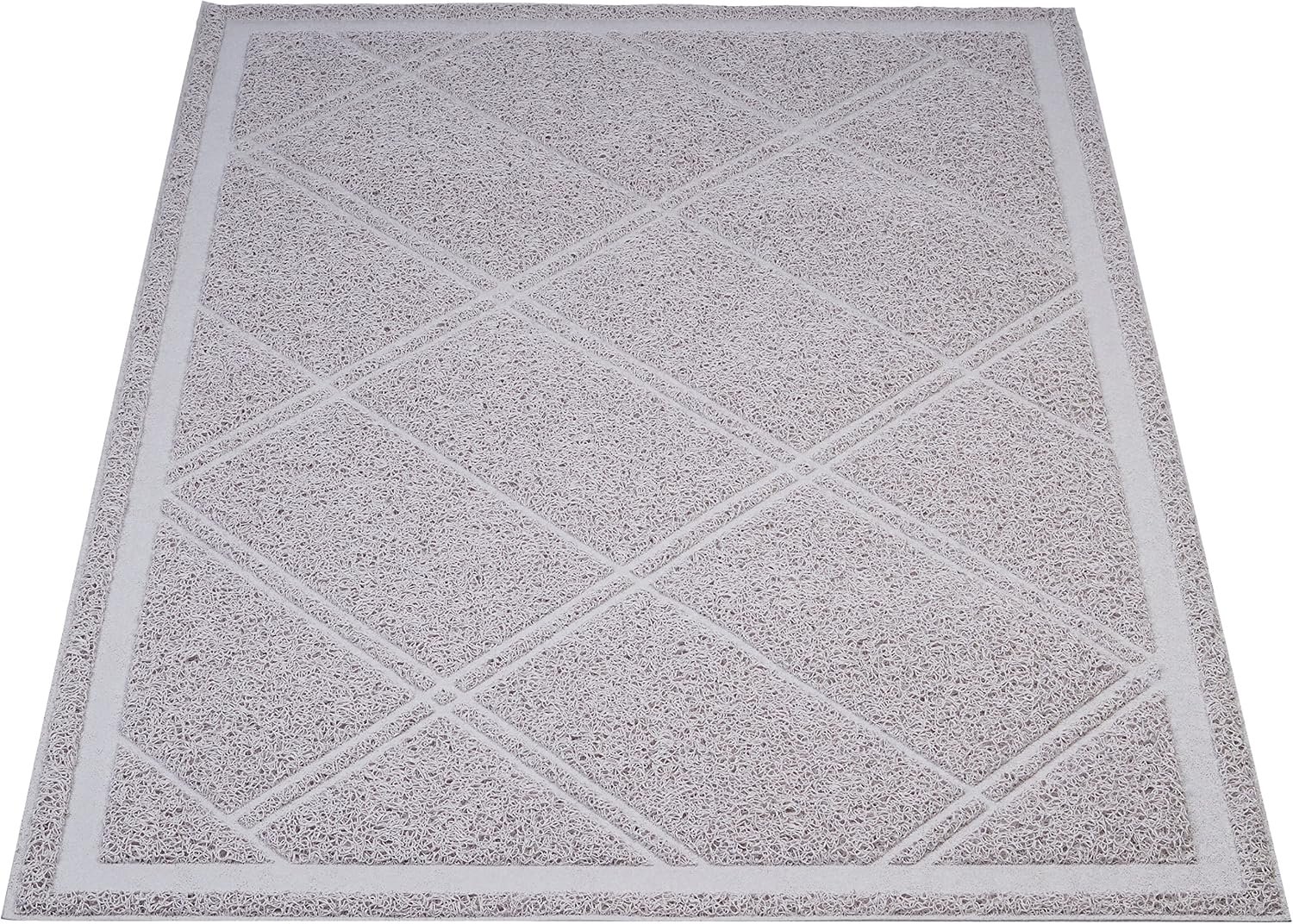 Amazon Basics Less-Mess Litter Trapping Cat Litter Box Mat, Soft on Kitty Paws, Waterproof, Scatter Control, 24″ x 35″, Grey