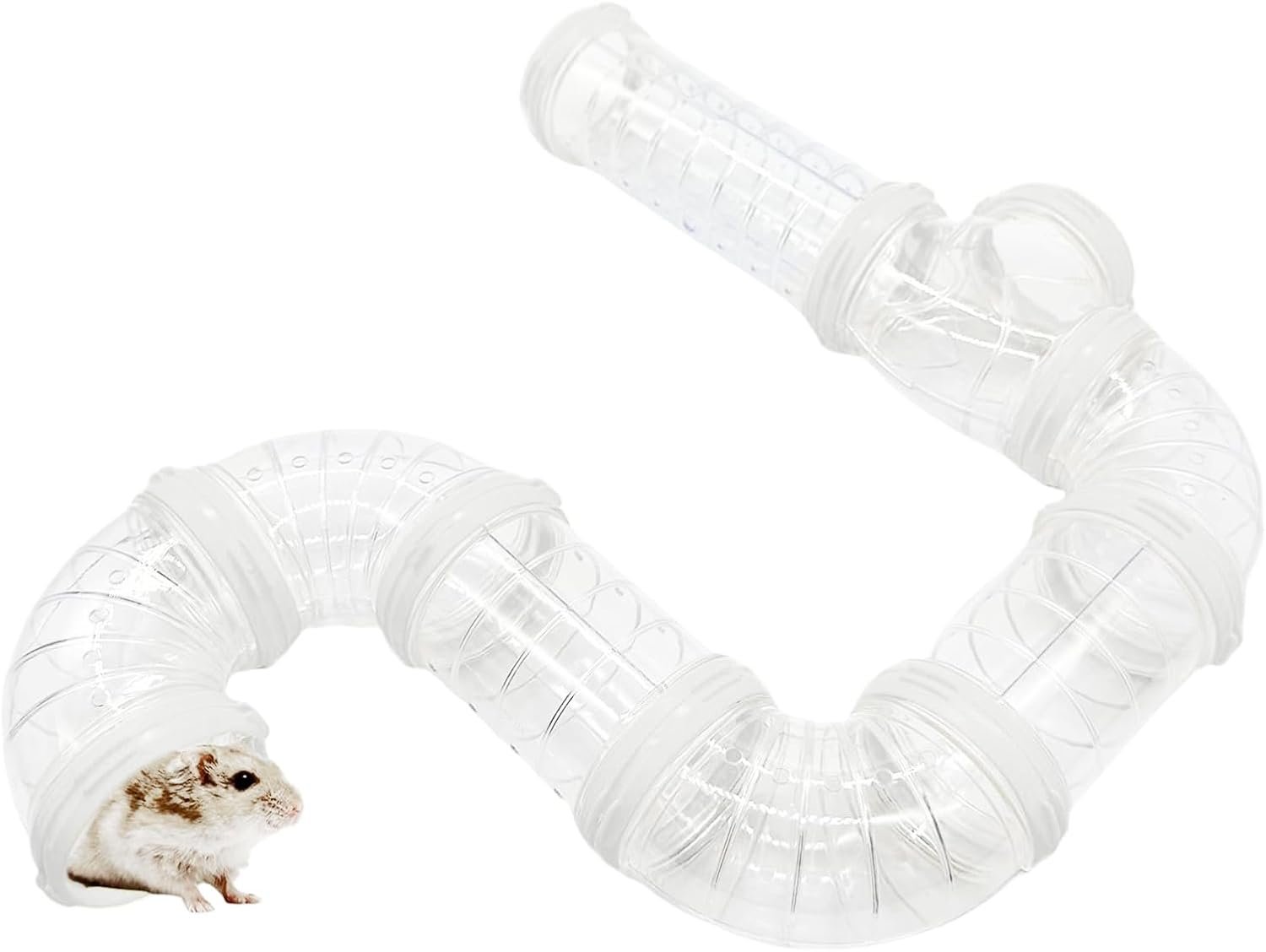 Tfwadmx Hamster Tube Toy DIY Assorted Small Cage Toys Pipe Tunnel Excercise for Rat Mouse Dwarf and Other Small Animals-White