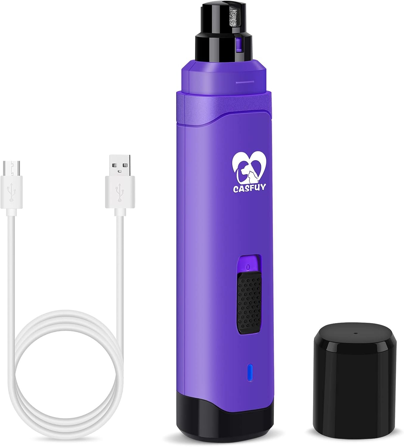 Casfuy Dog Nail Grinder Upgraded – Professional 2-Speed Whisper-Quiet Electric Pet Nail Trimmer Painless Paws Grooming & Smoothing for Small Medium Large Dogs & Cats (Purple)