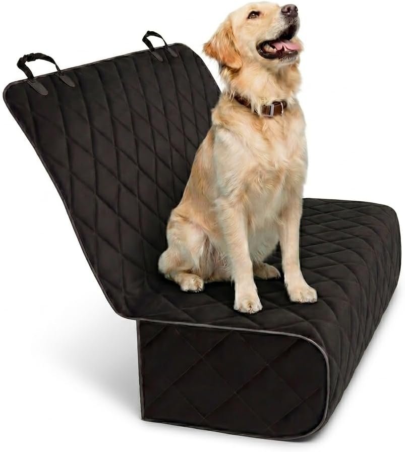 Black Car Rear Seat Cover for Dogs, Durable Waterproof & Scratch Resistant Vehicle Backseat Protector, Nonslip Dog Accessory & Pet Protection for Back Seats, Machine Washable