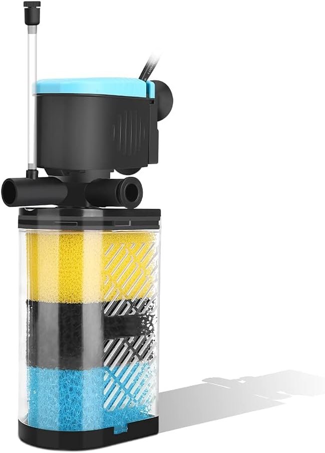 Aquarium Filters – 3-Stage Aquarium Filter in-Tank Filter Internal Filter Fish Tank Filter Turtle Filter for 40-70 Gallon Fish Tanks with Dual Water Outlet and Aeration