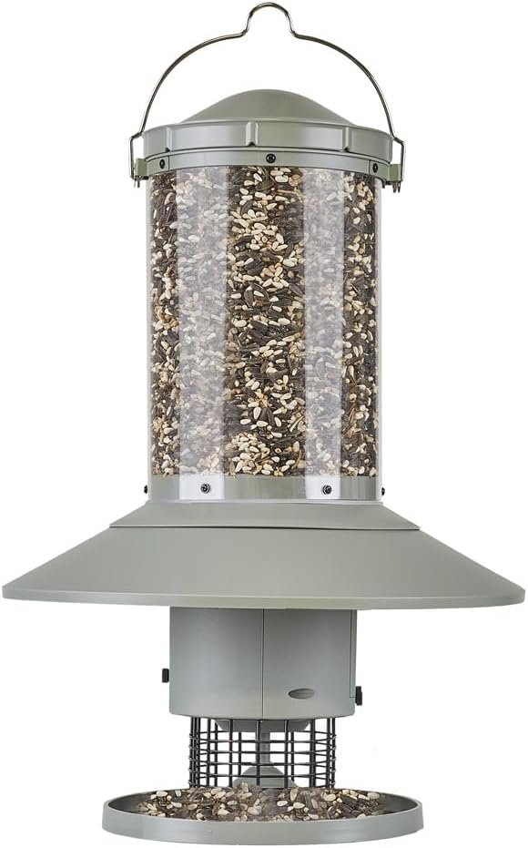 AUTOFEEDER Bird Feeder, Programmable, Automatic Time Released, Battery-Powered, Removable Lid, Squirrel Proof, Weather Resistant, 360 Degree Perch, Large Capacity – Classic Green