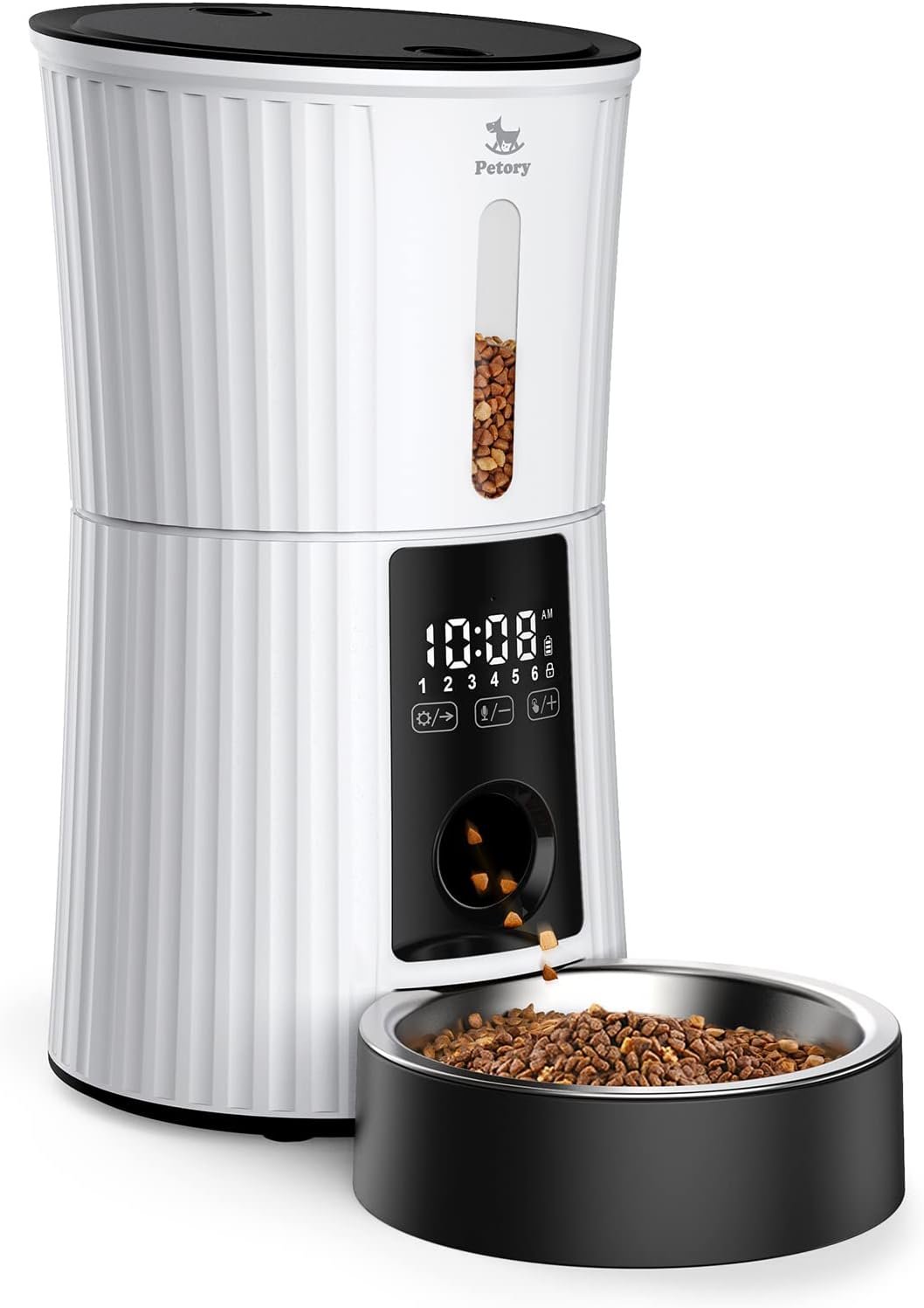 Timed Automatic Cat Feeder – 4L Dry Food Dispenser for Cats and Dogs | With Desiccant Bag, Programmable Portion Control, Up to 6 Meals Daily, Dual Power Supply, 10-Second Voice Recorder