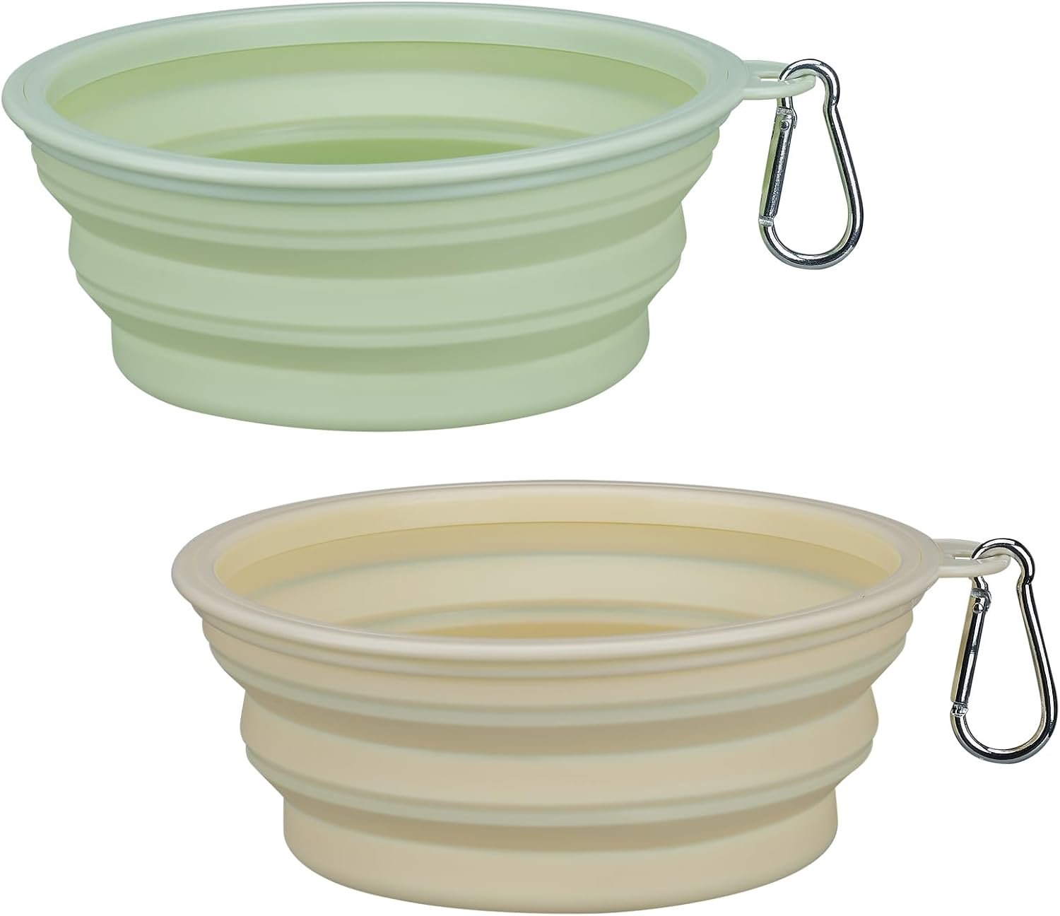 2-Pack Collapsible Dog Bowls, 22 OZ Portable Silicone Bowl for Large Breed | Foldable Anti-Slip Pet Travel Water Bowl with Carabiner Clip, Feeding Dish for Walking, Hiking, Camping,Car & Home Daily Use