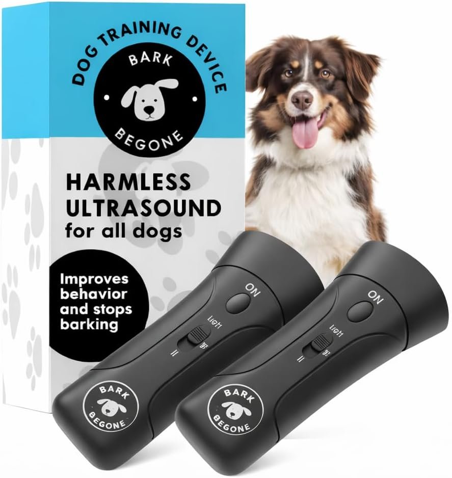 Ultrasonic Dog Bark Deterrent & Behavior Corrector – Stop Barking, Jumping, Aggression Without Yelling -Just Point & Press! Backed by Kevin Harrington from Shark Tank (Black 9V (2 Pack))