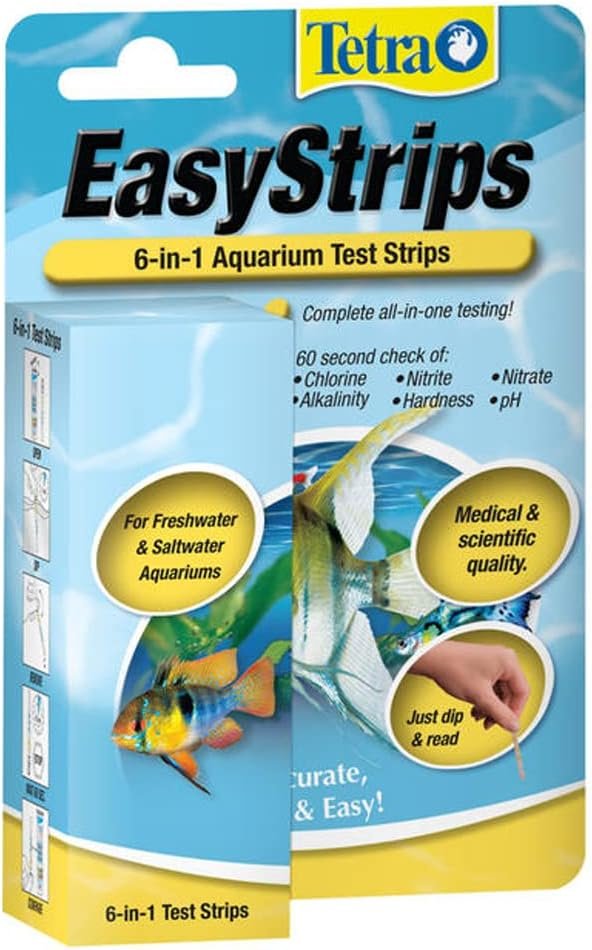 Tetra EasyStrips 6-in-1 Aquarium Water Test Strips, 25 Count | 1 Strip Tests 6 Water Quality Issues, Results In 60 Seconds, For Freshwater Or Saltwater Fish Tanks, Test Weekly