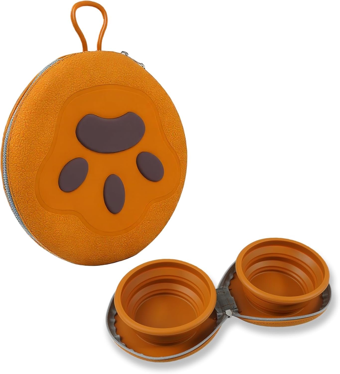 Zegcohjave Collapsible Dog Bowls, 2-in-1 Silicone Portable Dog Food and Water Bowl, Travel Pet Bowls for Dogs & Cats, Ideal for Camping, Hiking and Outdoor Adventures(Brown)