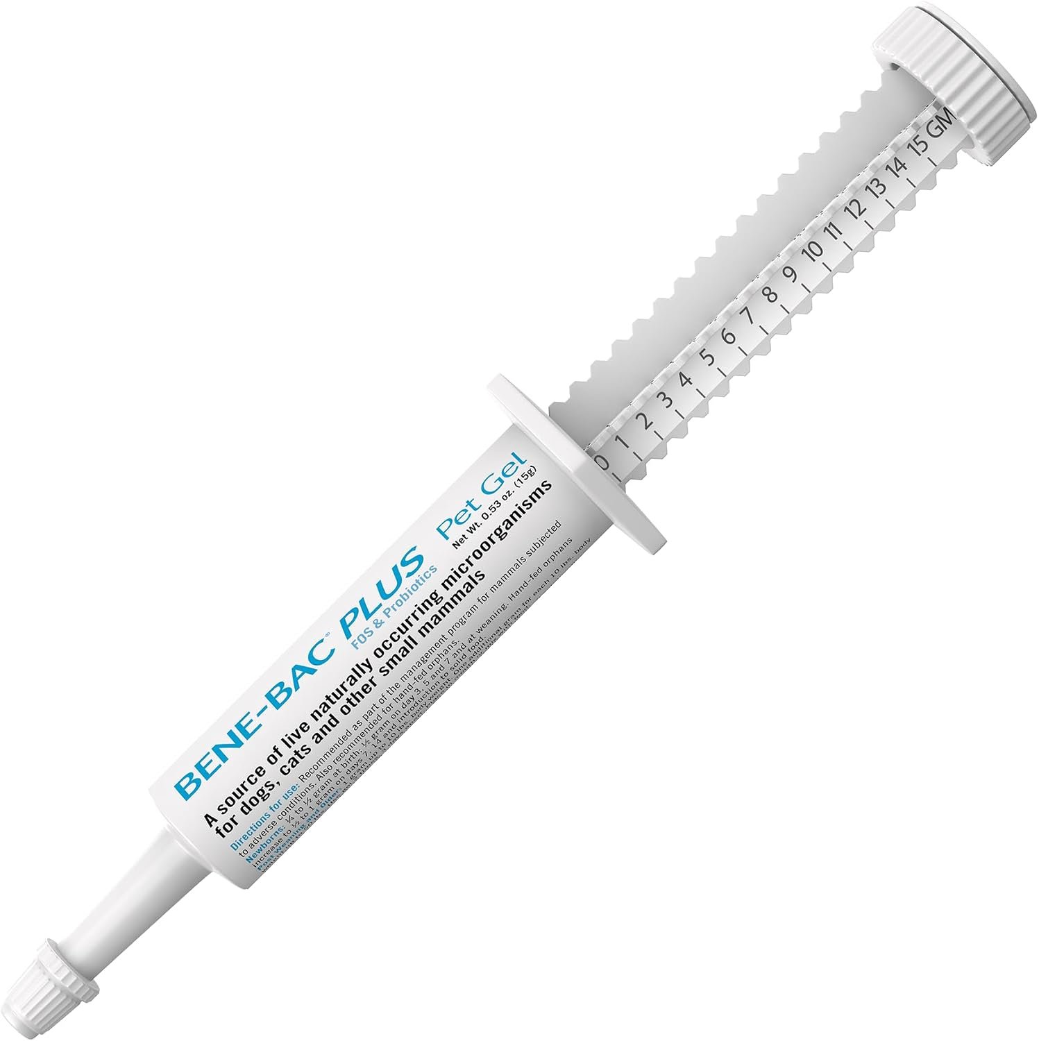 PetAg Bene-Bac Plus Pet Gel – 15 g Syringe – FOS & Probiotics for Dogs, Cats, Exotic & Wildlife Mammals