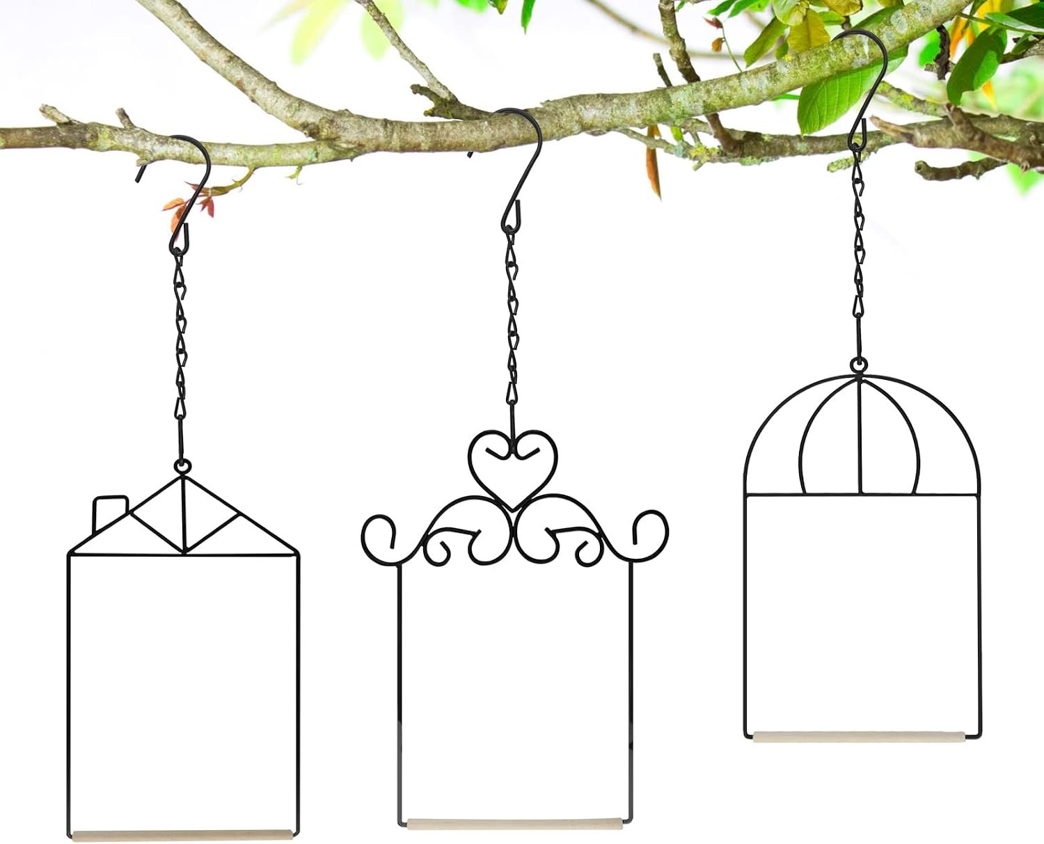 3PK Hummingbird Perch, Hummingbird Swing with Metal Frame, Bird Swing with Wooden Dowel and Hanging Chain,Suitable for Hanging Indoor,Outdoor, Lawn,Patio,Garden