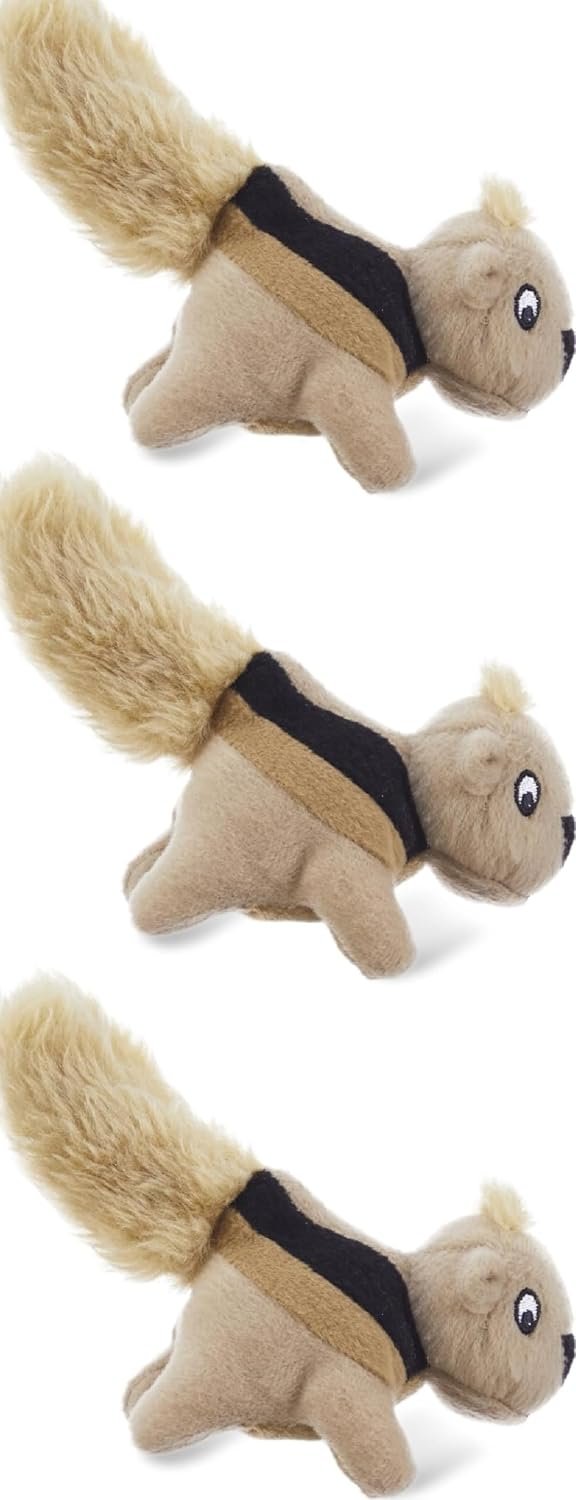 Outward Hound Squeakin’ Squirrels Plush Squeaky Dog Toys, 3-Pack, 7″ | Standalone Play or Hide-A-Squirrel Replacement Squirrels, Soft for Cuddle & Carry, Light Chewers, Puppies & Small Dogs