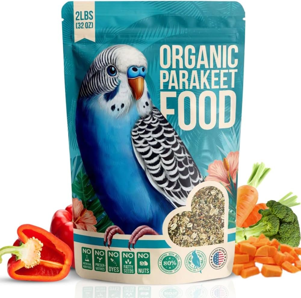 Premium Parakeet Food – No Fillers, Fatty Seeds, or Dyes – Budgies, Lovebirds & Parrotlets – Nutrient-Rich Seed, Grain & Wholesome Veggies – Made in USA (2 lbs)