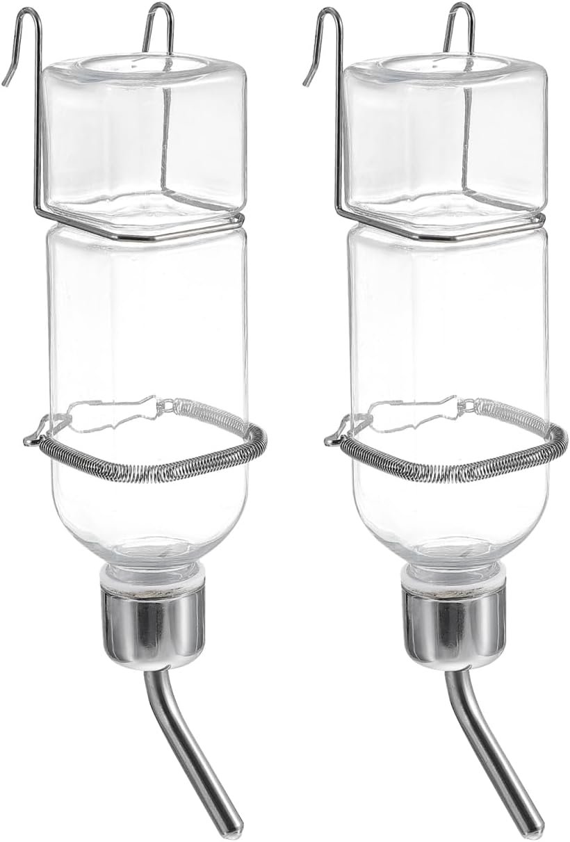 UPKOCH 2 Pack 350ml Small Animal Water Bottle, No Drip Pet Dispenser for Guinea Pig Rabbit Hamster Bunny, Hanging Cage Feeder with Stainless Steel Nozzle