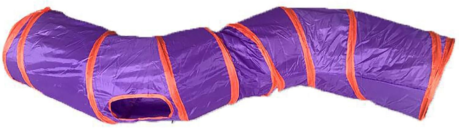 iCAGY Cat Tunnel Toys for Indoor Cats Kittens Rabbits, Pet Toy Play Tunnels | Interactive Crinkle Pop Up Tunnel Toys, Relieve Cat Boredom, Purple 47″ Shape S