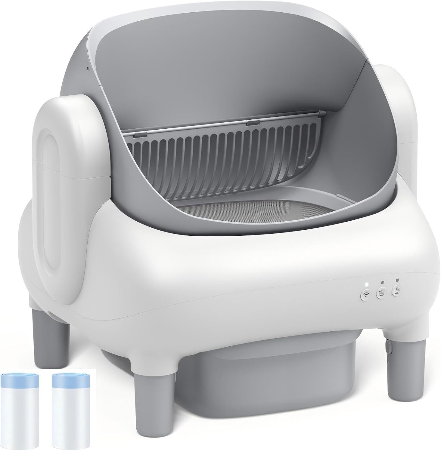 Automatic Cat Litter Box, Open-Top, App Control, 40 Waste Bags | Dual Safety Sensors Protect Cats 2.4G Smart APP & Quiet Motor Auto-Clean Easy Install Washable Parts