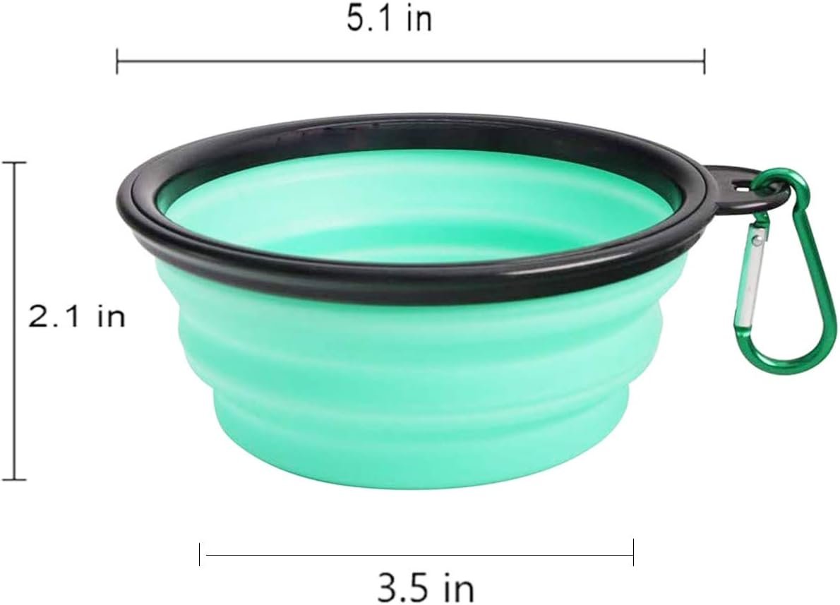 Collapsible Dog Bowl, Silicone Foldable Expandable Cup Dish, for Pet Dog/Cat Food Water Feeding Portable Travel Bowl – Green