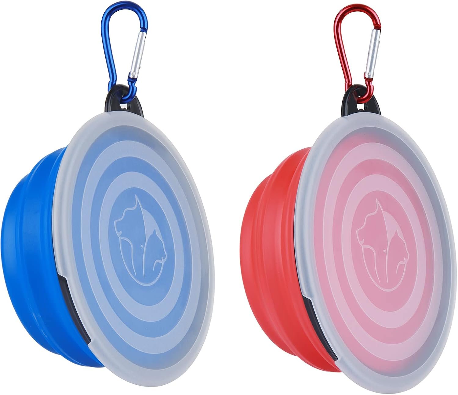 Collapsible Dog Bowl,2 Pack Portable and Foldable Pet Travel Bowls Collapsable Dog Water Feeding Bowls Dish for Dogs Cats and Small Animals,with Lids (Small, Blue+Red)