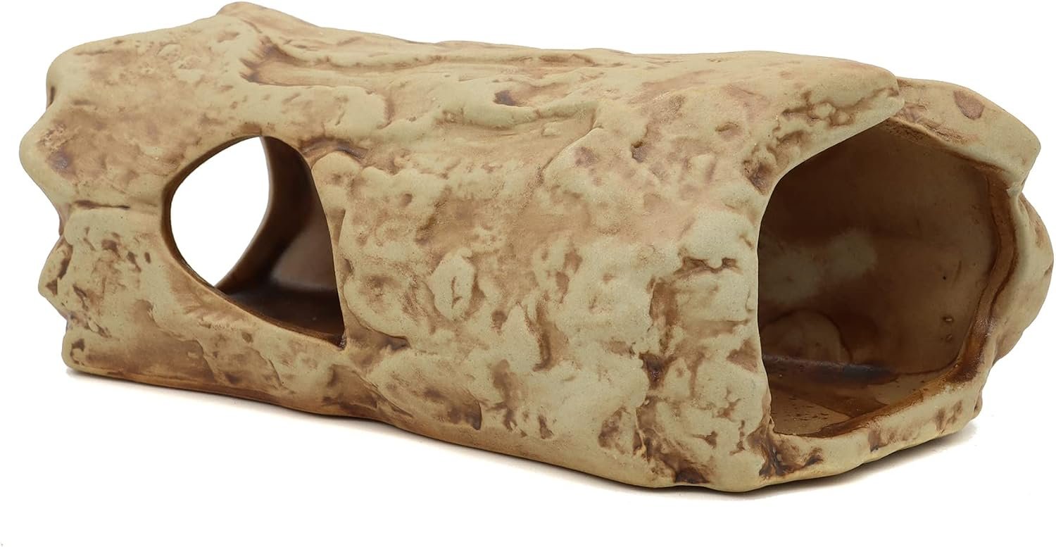 Aquarium Decorations Log Ceramic Cave Betta Fish Tank Accessories | Betta Fish Toys Decor, Hideout for Shrimp Cichlid, Hiding Breeding