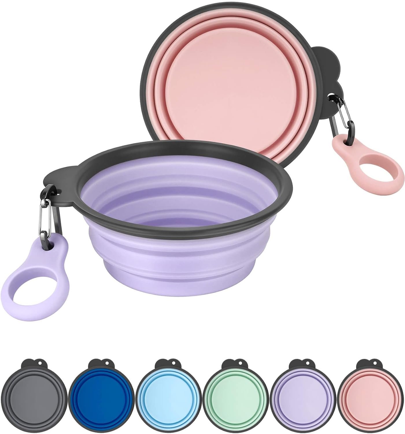 AONKEY 2 Pack Collapsible Dog Bowls with Bottle Carrier(Small 15oz)