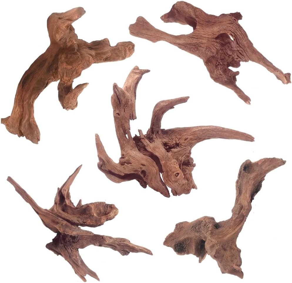 5Pcs Driftwood for Aquarium, 2-6 Inches Aquarium Driftwood, Fish Tank Driftwoods, Suitable for Fish Tanks, Tortoises and Lizards, Great for Home Decor（Random Style）