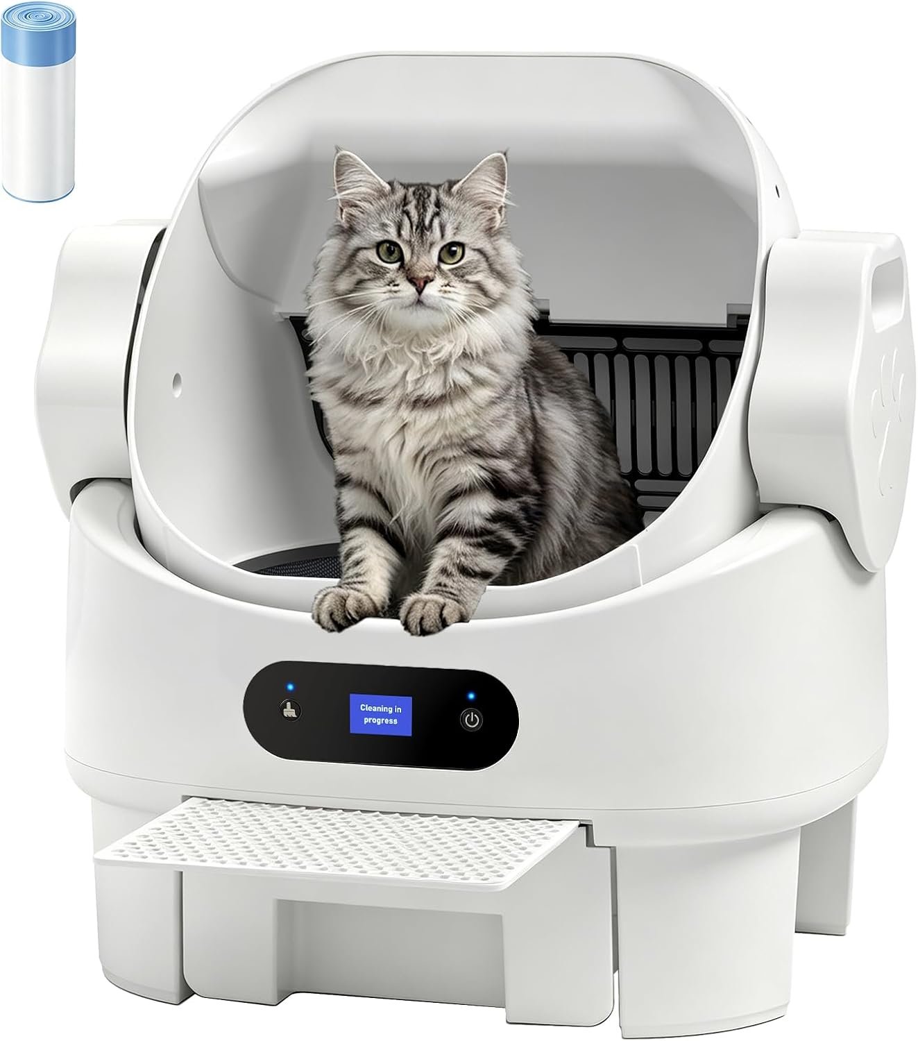 Automatic Cat Litter Box Open-Top Safety Sensors for Multi-Cat Homes | XL Self Cleaning Litter Box, Large Capacity, Easy Setup, Simple Clean, Odor Control, Cat-Friendly, Whisper-Quiet, White