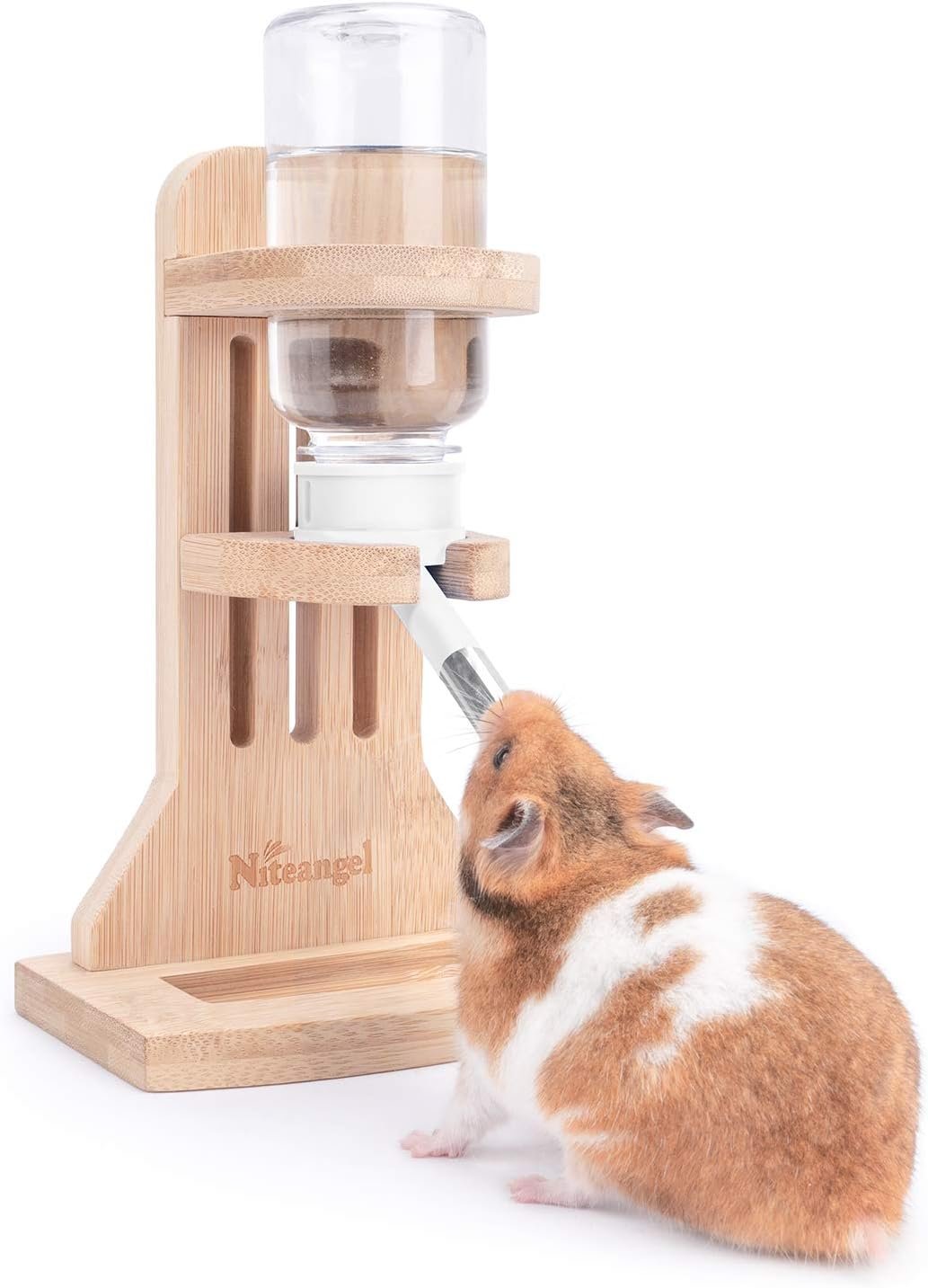 Niteangel Hamster Water Bottle with Stand: 4oz/120ml Capacity & Leak-Proof | Adjustable Height – Far Away Cage Mess & Wet Bedding Water Dispenser for Syrian Dwarf Hamster Gerbils Mice Rat Or Small Pets