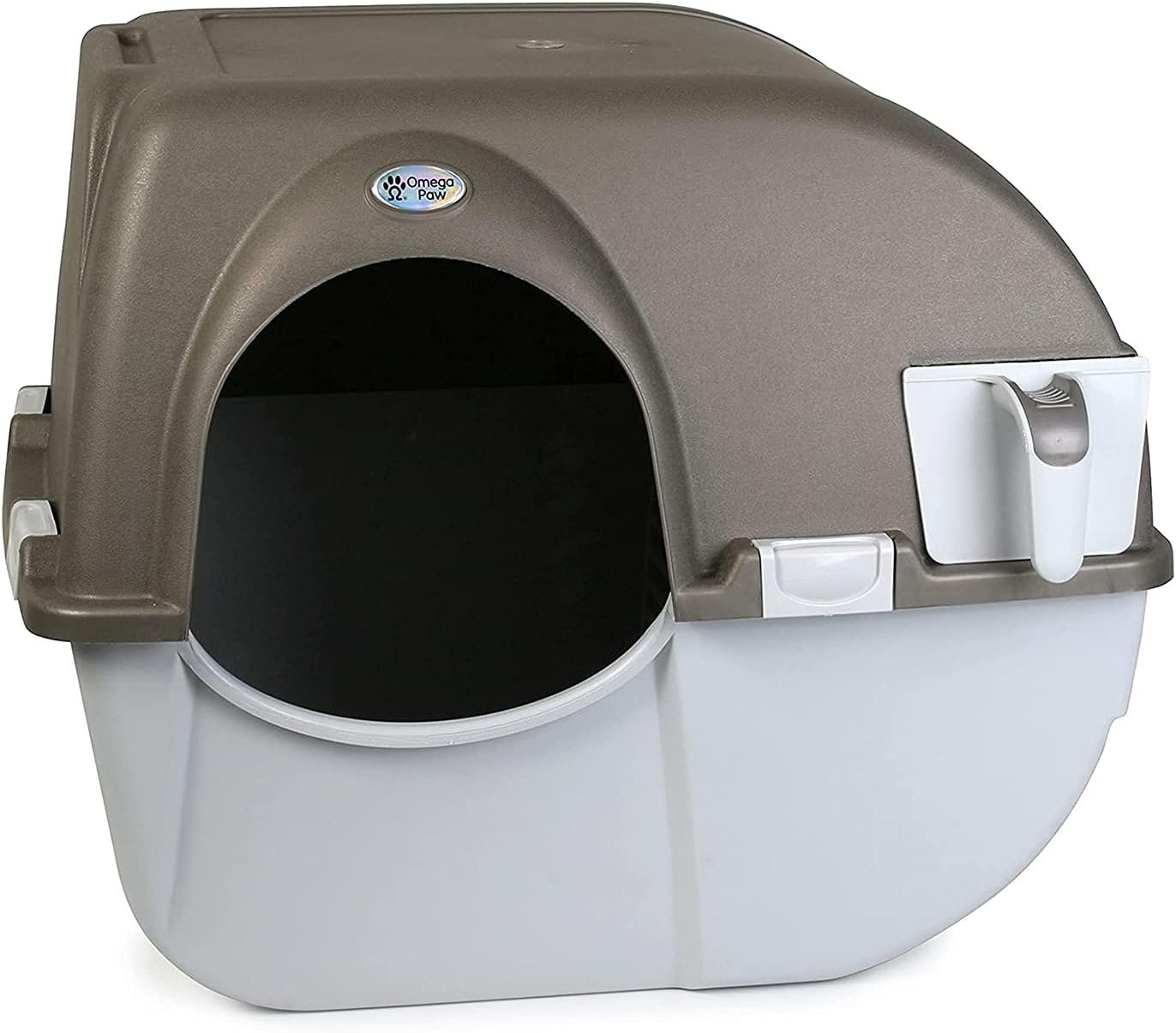 Self Cleaning Litter Box, Roll ‘N Clean Litter Box, Regular Size for Kittens and Cats 10 lbs and Under, Taupe Top with Grey Base