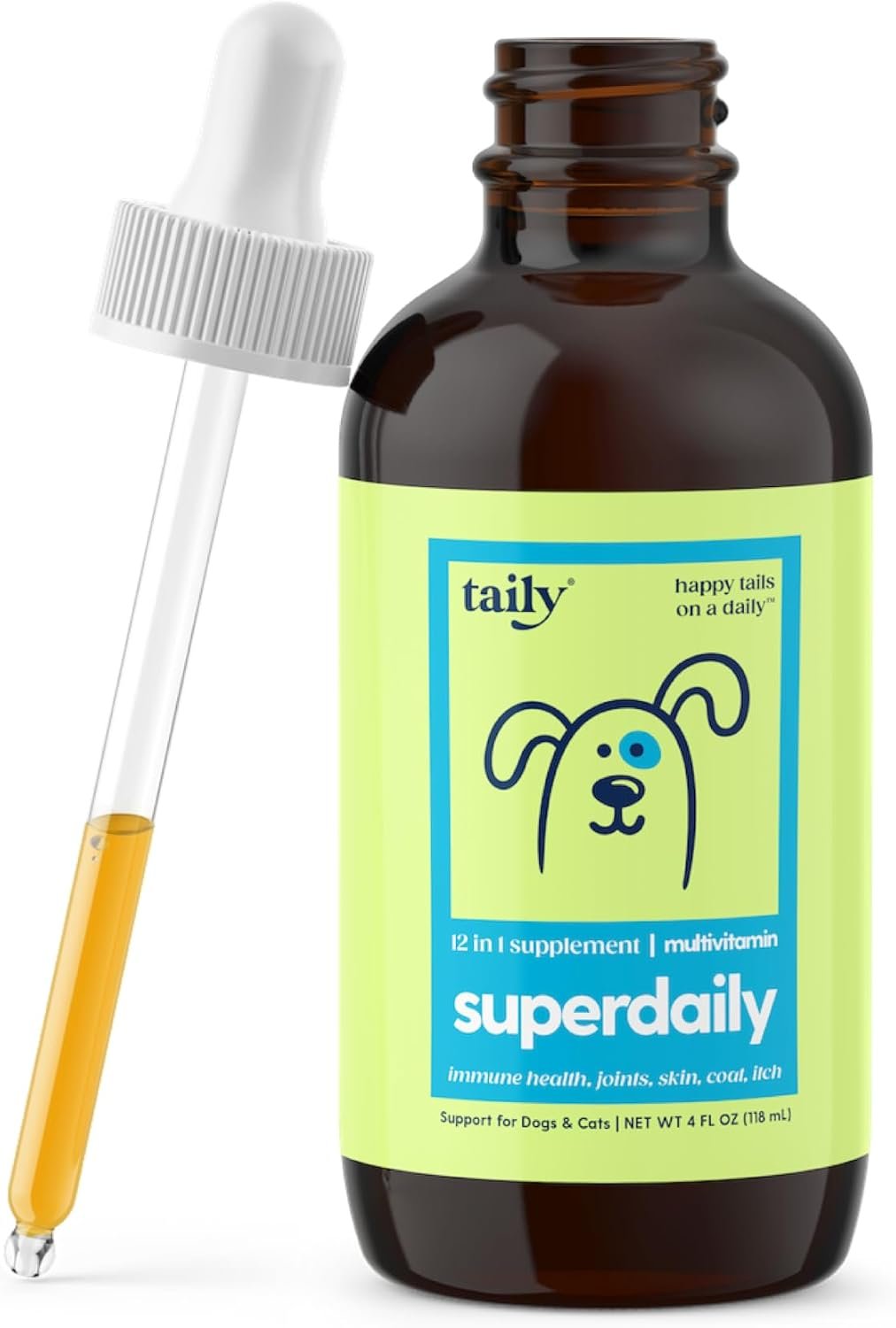 Multivitamin with Liquid Collagen for Dogs and Cats – 12-in-1 Super Daily Formula for Joint, Gut, Allergy, Immune, Skin & Coat