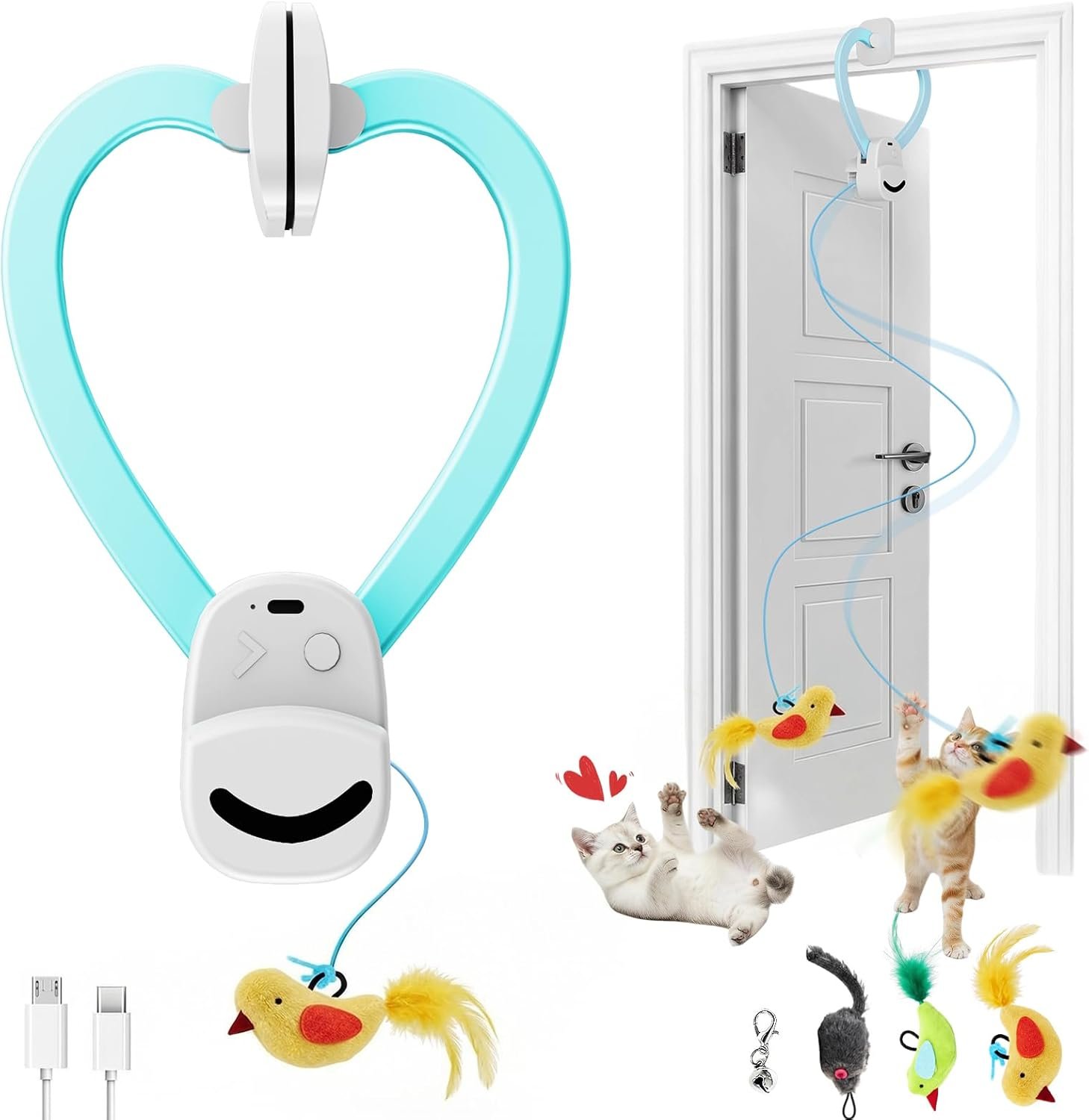 CATPICK Interactive Cat Toys for Indoor Cats Automatic Electric Flying Bird Feather Mouse Toy – Best Kitten & Adult Cat Enrichment Mouse cat Toy Hanging Electric Kitty Toys for Bored Cats