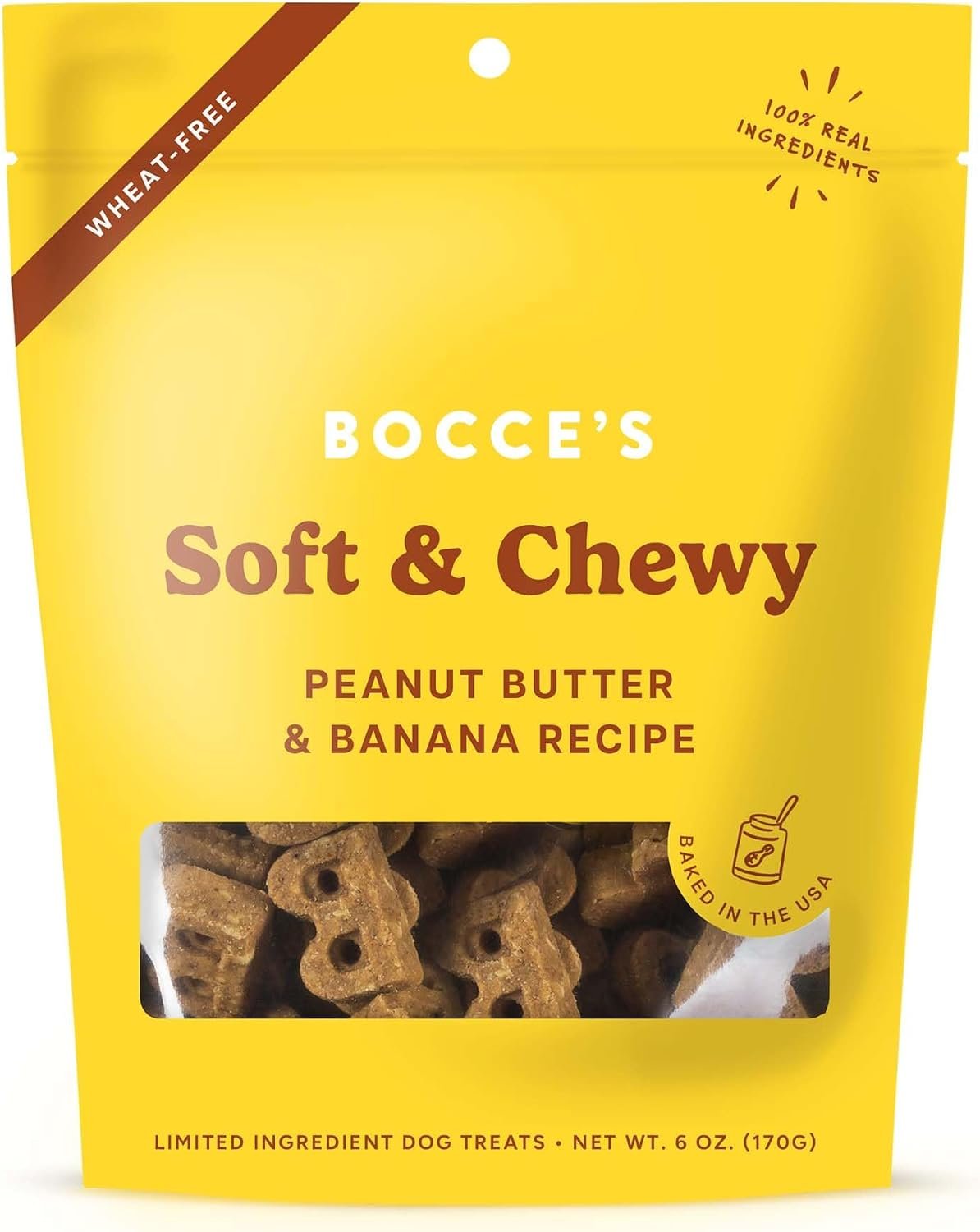 Bocce’s Bakery PB & Banana Flavor Soft & Chewy Dog Treats, 6 oz | Oven Baked, Wheat-Free Everyday Dog Treat Cookies – Made with Real, Limited Ingredients and Baked in The USA