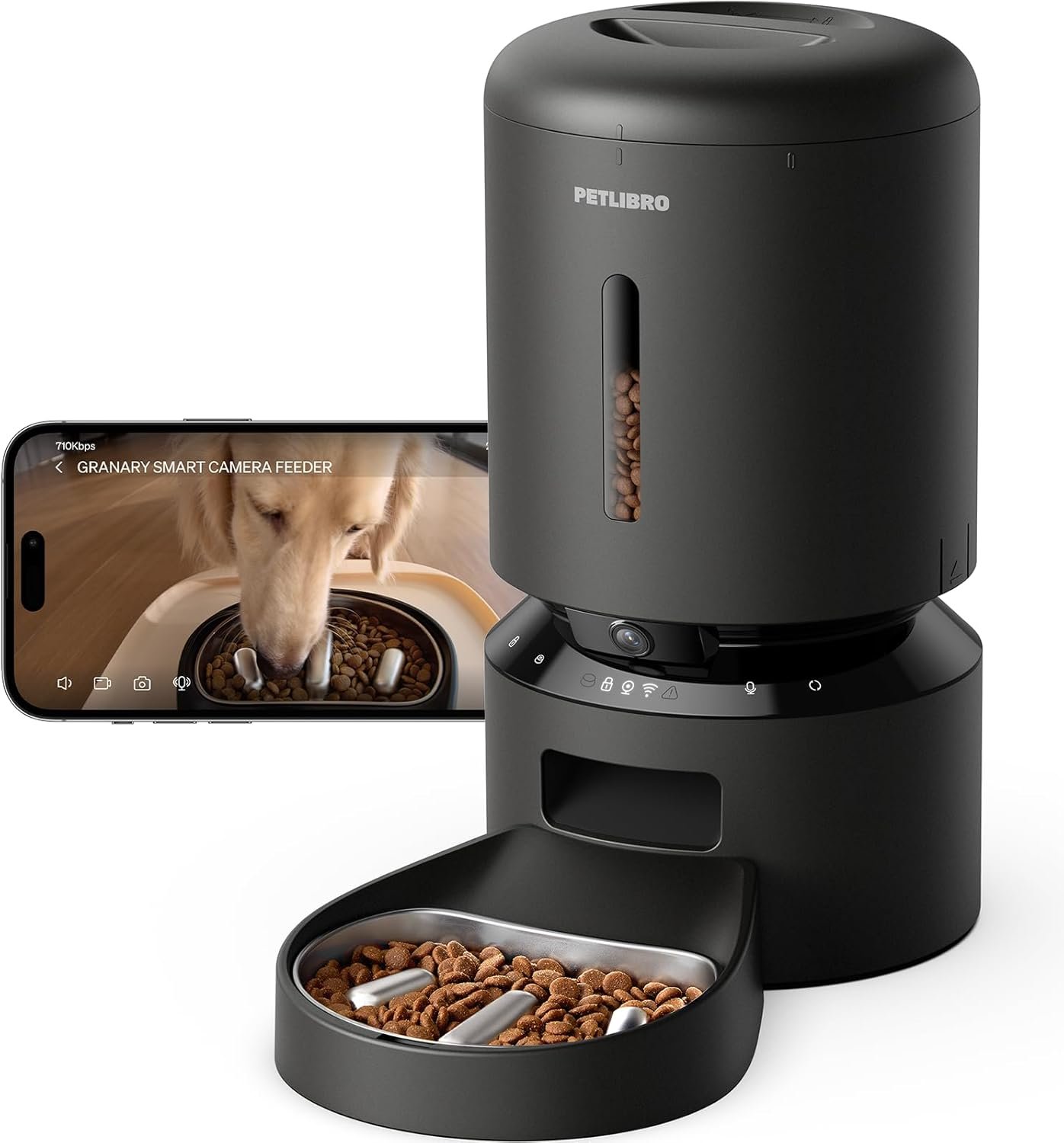 PETLIBRO Automatic Dog Feeder with Camera, Auto Cat Food Dispenser Slow Feeders Dogs Bowl, 1080P HD Video with Night Vision, 5G WiFi with 2-Way Audio, Stainless Steel Slow Food Tray for Small Dogs