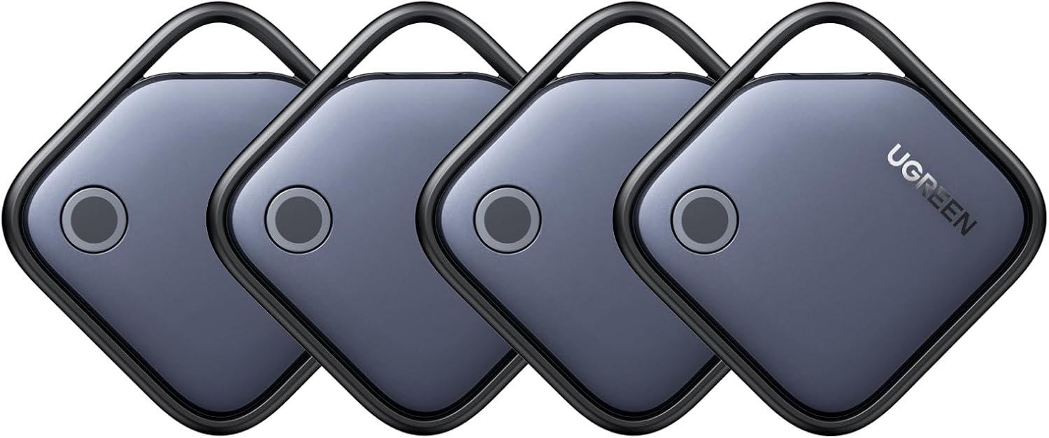 UGREEN FineTrack Air Tracker Tags (iOS Only) 4 Pack Key Finder | Bluetooth Tracker 2-Year Replaceable Battery Compatible with Apple Find My for Keys, Luggage [Apple Find My Certified]