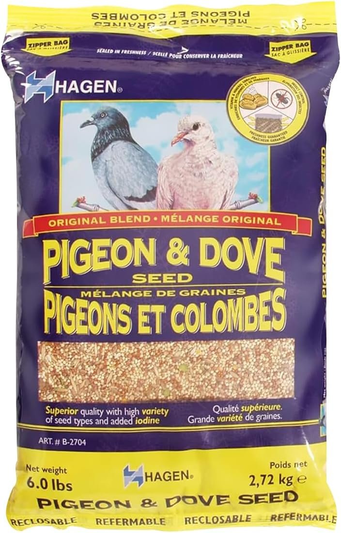 Hagen Pigeon & Dove Seed – Original Formula Bird Food, 6 lb Bag – Nutritionally Complete Seed Mix with Vitamins & Minerals – Wild & Captive Bird Diet – Insect-Resistant Air-Tight Packaging