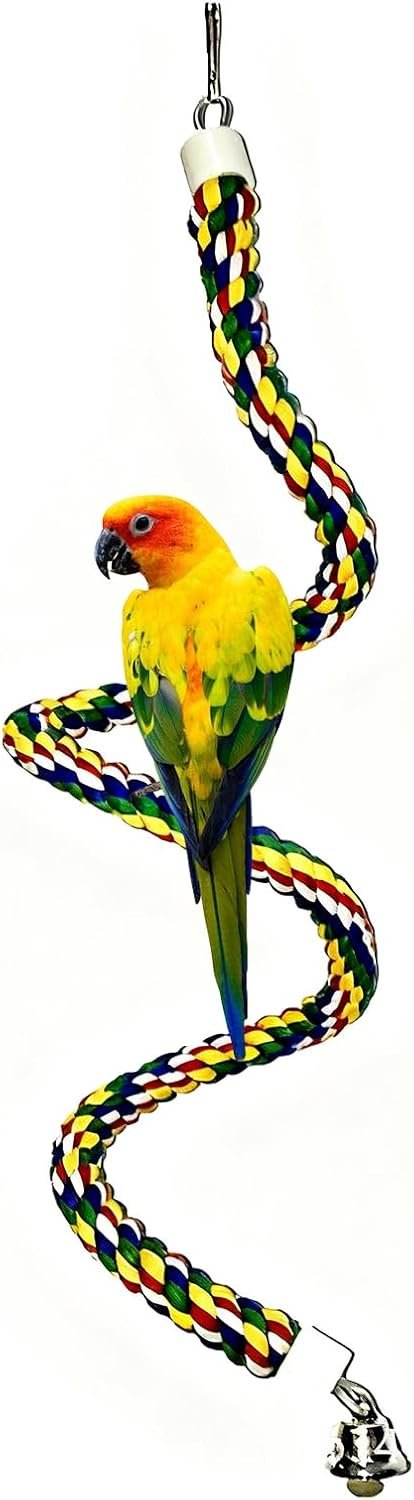 Bird Rope Perch & Birds Swing Set, 40”/60”/79” | Rope perches for Conures, Parrots,Cockatiel,Lovebird,Budgerigar,Parakeet perches for cage,Birds perches,Bird cage Accessories
