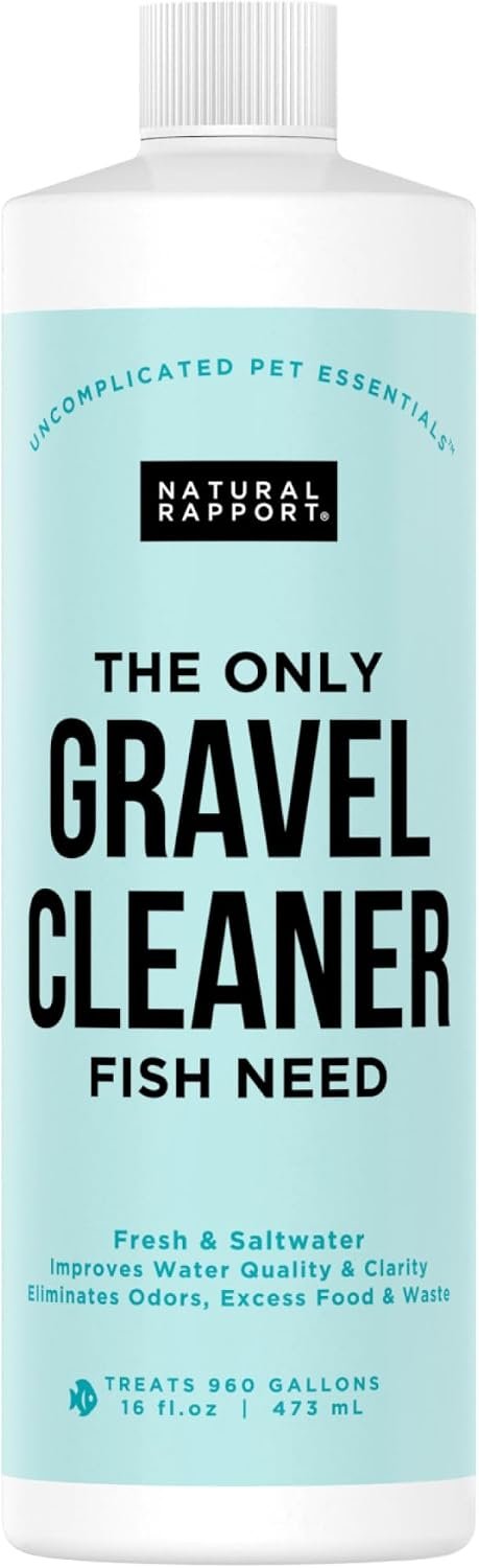 Natural Rapport Aquarium Gravel Cleaner, No-Vacuum Waste Reducer, 16 oz | Beneficial bacteria, no vacuum needed, treats 960 gal – Cleans substrate – For fresh & saltwater tanks