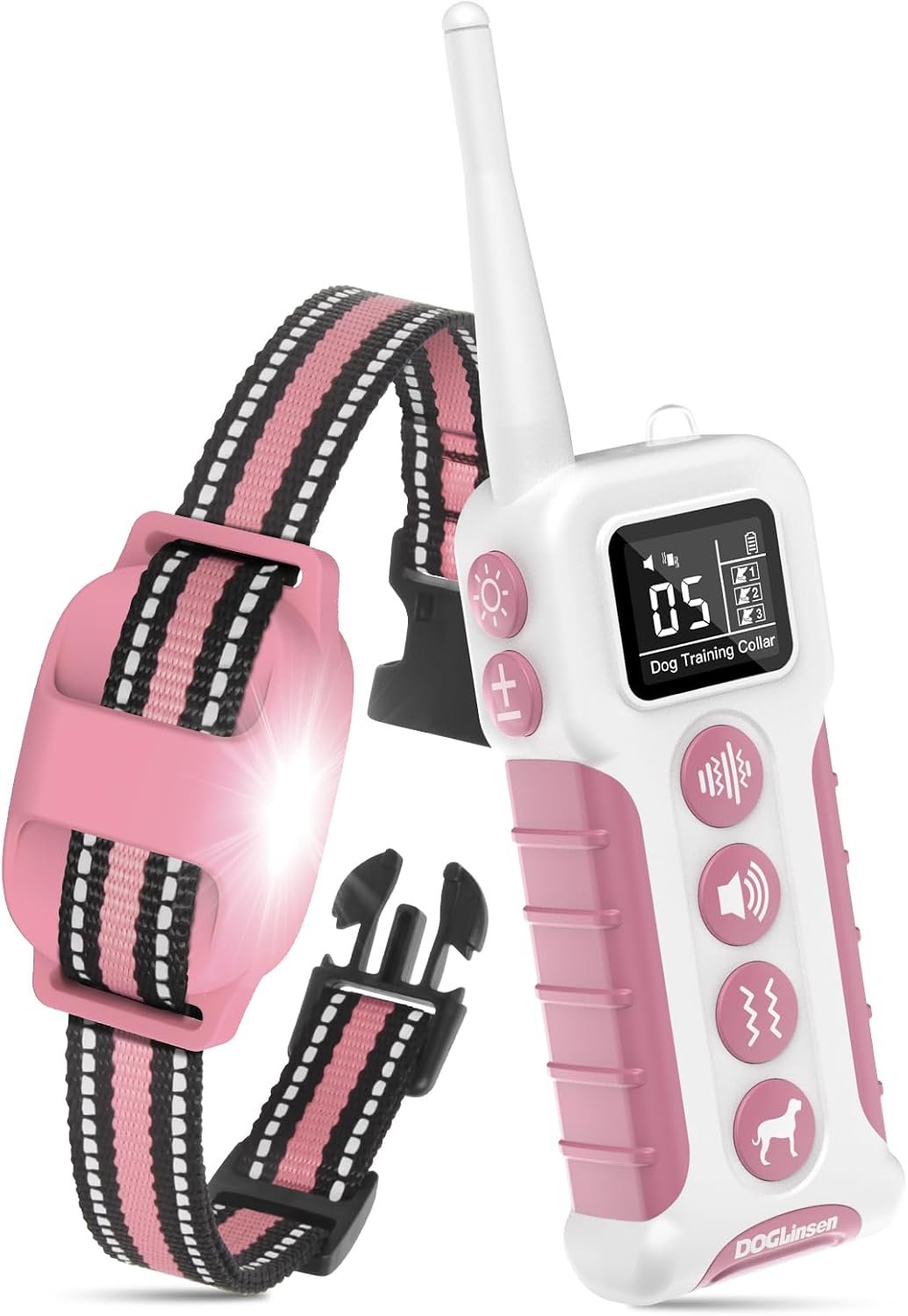 No Shock Dog Training Collar, Vibrating Dog Collar with Remote 3300ft, Beep and Vibration Collar for Dogs 10-110lbs | Vibrate Only, No Prongs | Painless&Humane to Stop Bad Behaviors (Pink)
