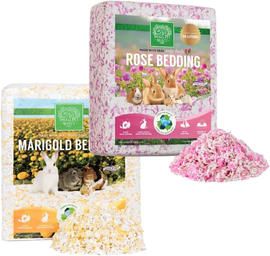 Small Pet Select Floral Paper Bedding Bundle, Rose & Marigold | Scented Odor Control, Soft Absorbent Bedding, Made in USA, For Guinea Pigs, Rabbits, Hamsters & Small Pets