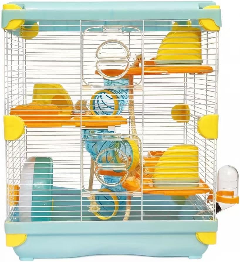 PETZHUBO Hamster Cage Small Animal Cage 3 Layers Cage Size：14.17″(W) X10.63(L) X16.73 (H) Suitable for Hamsters up to 3.5 inch in Length,Blue Colour.