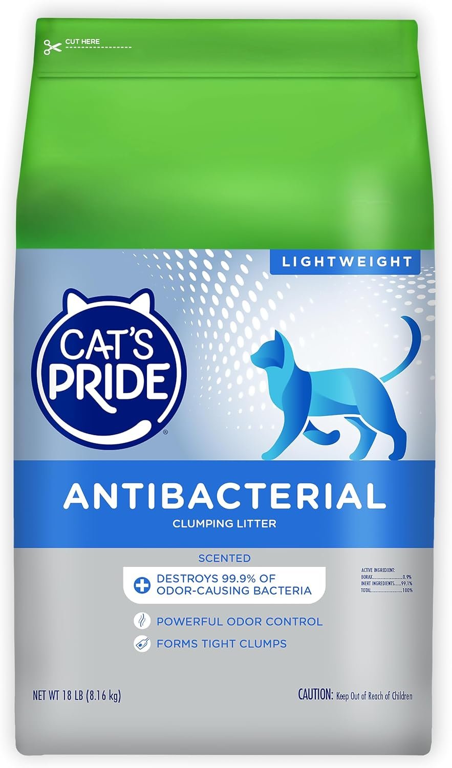 Cat’s Pride Antibacterial Litter, Odor-Eliminating Lightweight Scented 12lb