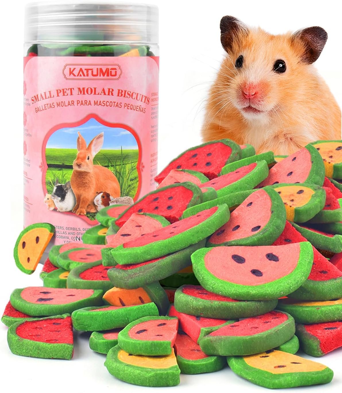 KATUMO Bunny Chew Toys, Rabbit Snacks Timothy Hay Treats for Guinea Pig | 200g / 7oz Rabbit Chew Toys for Teeth, Natural Timothy Hay Beet Pumpkin Carrot for Hamster, Chinchilla, Small Animals